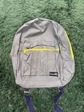 B-Wap Kids Gray Backpack with Yellow Zippers & Navy Straps School Travel Bag